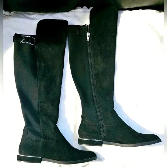 Calvin Klein Rania 2 Womens Faux Suede Dressy Black Knee-High Boots sz7.5US new - Picture 2 of 13